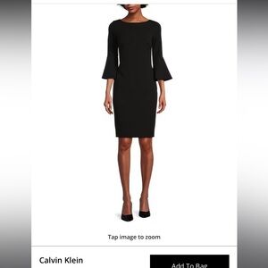 NWOT Womens Calvin Klein Business Long Sleeve Sheath Dress Size 2 Black